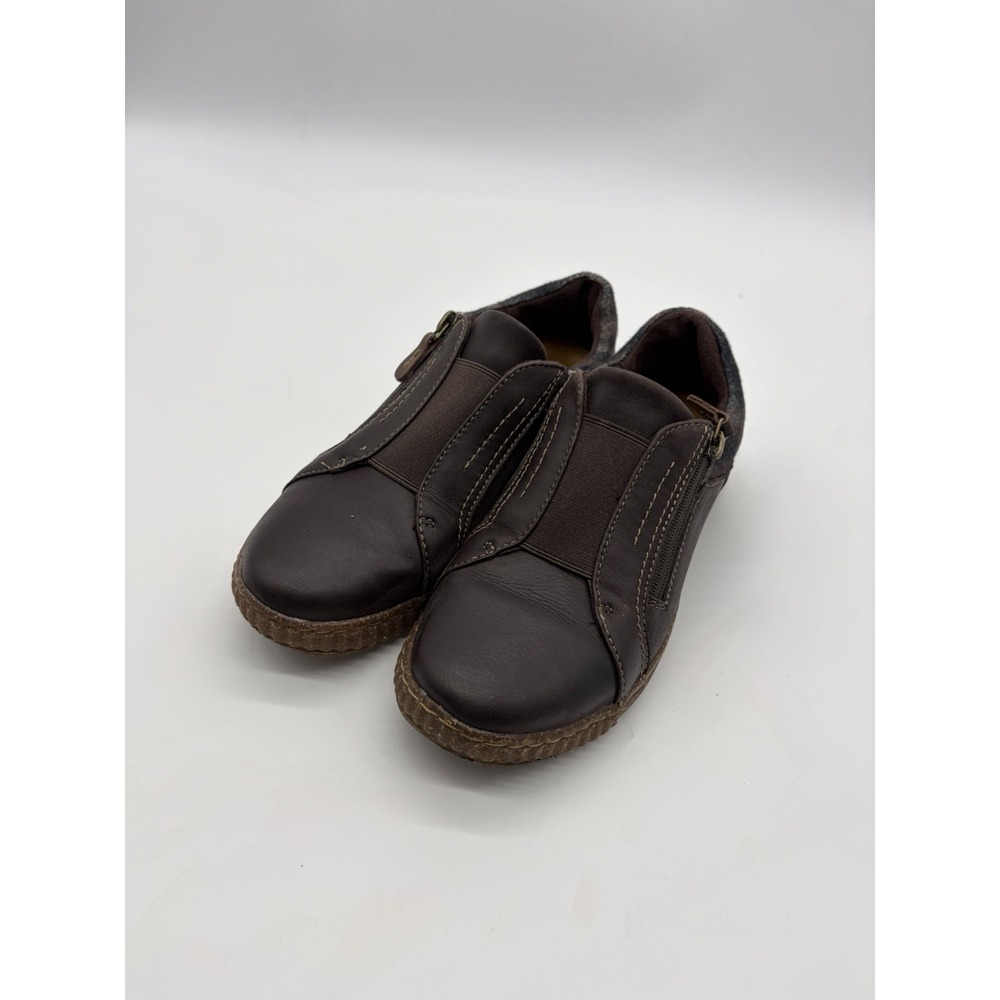 Clarks Women's Size 8 M  Caroline Cove‎ Slip On Oxford Dark Brown Leather Shoes